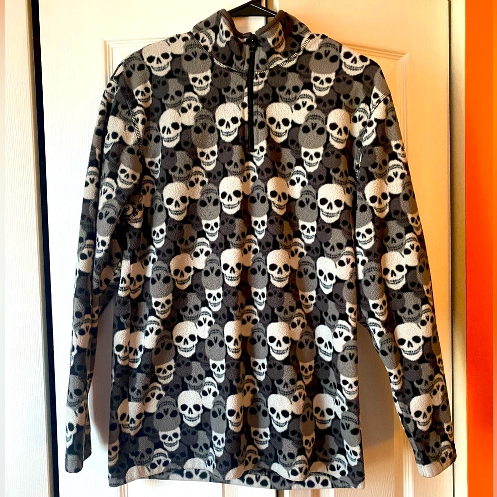 Old Navy Half Zip Skull Pattern Fleece- Kids XXL (Size 18) Adult Small